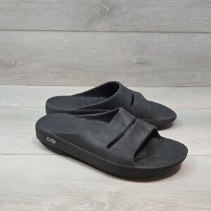 Oofos Women Black Slide Sandals Shoes Sz 7